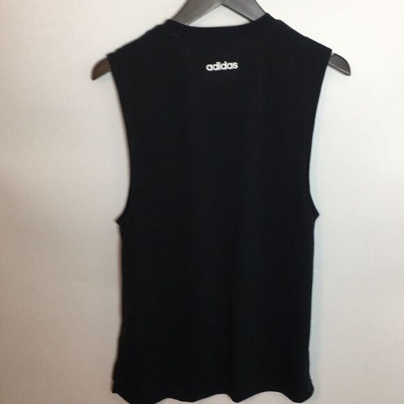 ADIDAS Black Logo Loose Muscle Tank Top Active Work-Out Sz Small - Picture 6 of 15